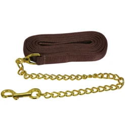 Jacks Lead Flat Nylon With 24 Inch Solid Brass Chain 18 Jacks Lead Flat Nylon With 24 Inch Solid Brass Chain -Equestrian Supplies Sale 1140 c1109