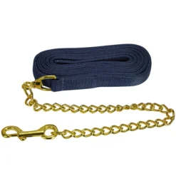 Jacks Lead Flat Nylon With 24 Inch Solid Brass Chain 12 Jacks Lead Flat Nylon With 24 Inch Solid Brass Chain -Equestrian Supplies Sale 1140 c1146
