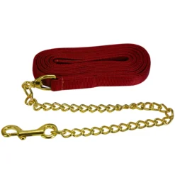 Jacks Lead Flat Nylon With 24 Inch Solid Brass Chain 16 Jacks Lead Flat Nylon With 24 Inch Solid Brass Chain -Equestrian Supplies Sale 1140 c1158