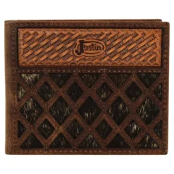 Justin Back Pocket Bifold Mens Wallet - Brindle Inlay -Equestrian Supplies Sale 2172768w3