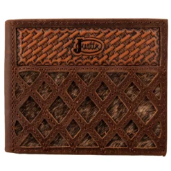 Justin Back Pocket Bifold Mens Wallet - Brindle Inlay -Equestrian Supplies Sale 2172768w3 1