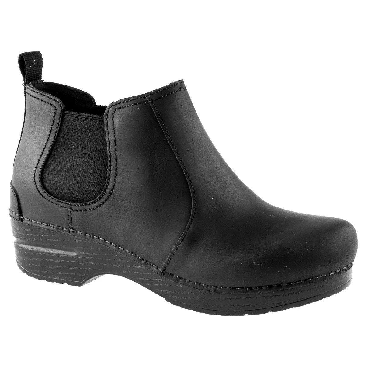 Dansko Frankie Black Oiled Jodpur Style Stapled Ladies Clog 1 Dansko Frankie Black Oiled Jodpur Style Stapled Ladies Clog