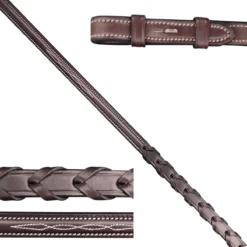 KL Select Red Barn Sovereign Raised Fancy Stitched English Reins - XLong