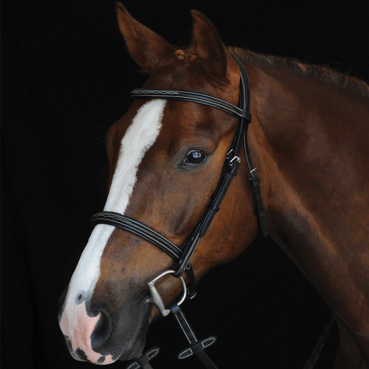 Collegiate Comfort Crown Fancy Stitched Raised Cavesson Bridle 1 Collegiate Comfort Crown Fancy Stitched Raised Cavesson Bridle