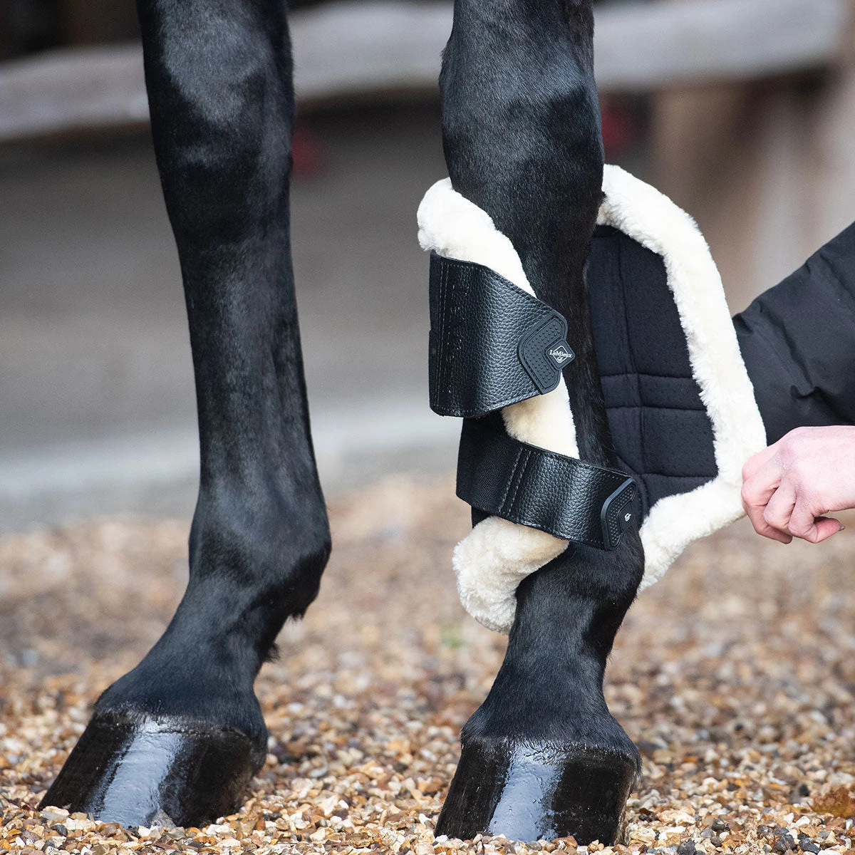 LeMieux Fleece Edge Mesh Brushing Boots Black 2 LeMieux Fleece Edge Mesh Brushing Boots Black - Image 2